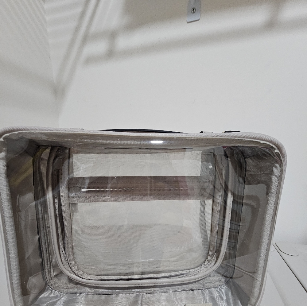 Calpak Clear Travel Makeup Bag with Gold Trim